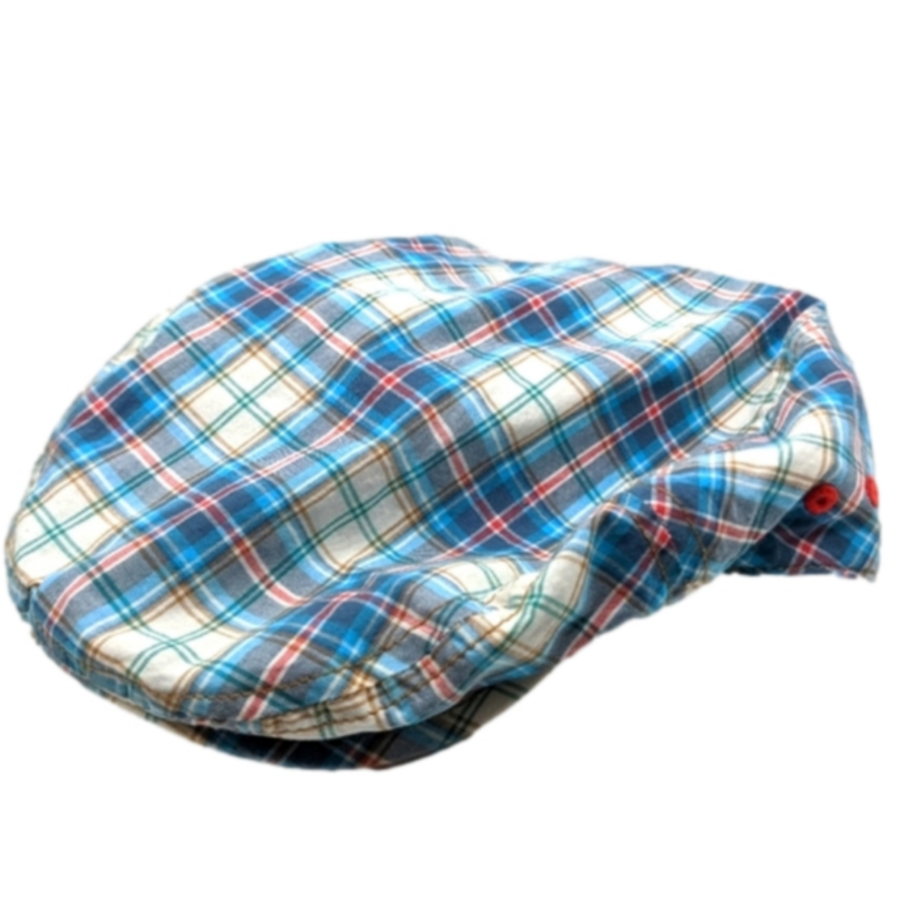 Osh Kosh Boys Plaid Golfer Cap Kids Hat Blue Orange
